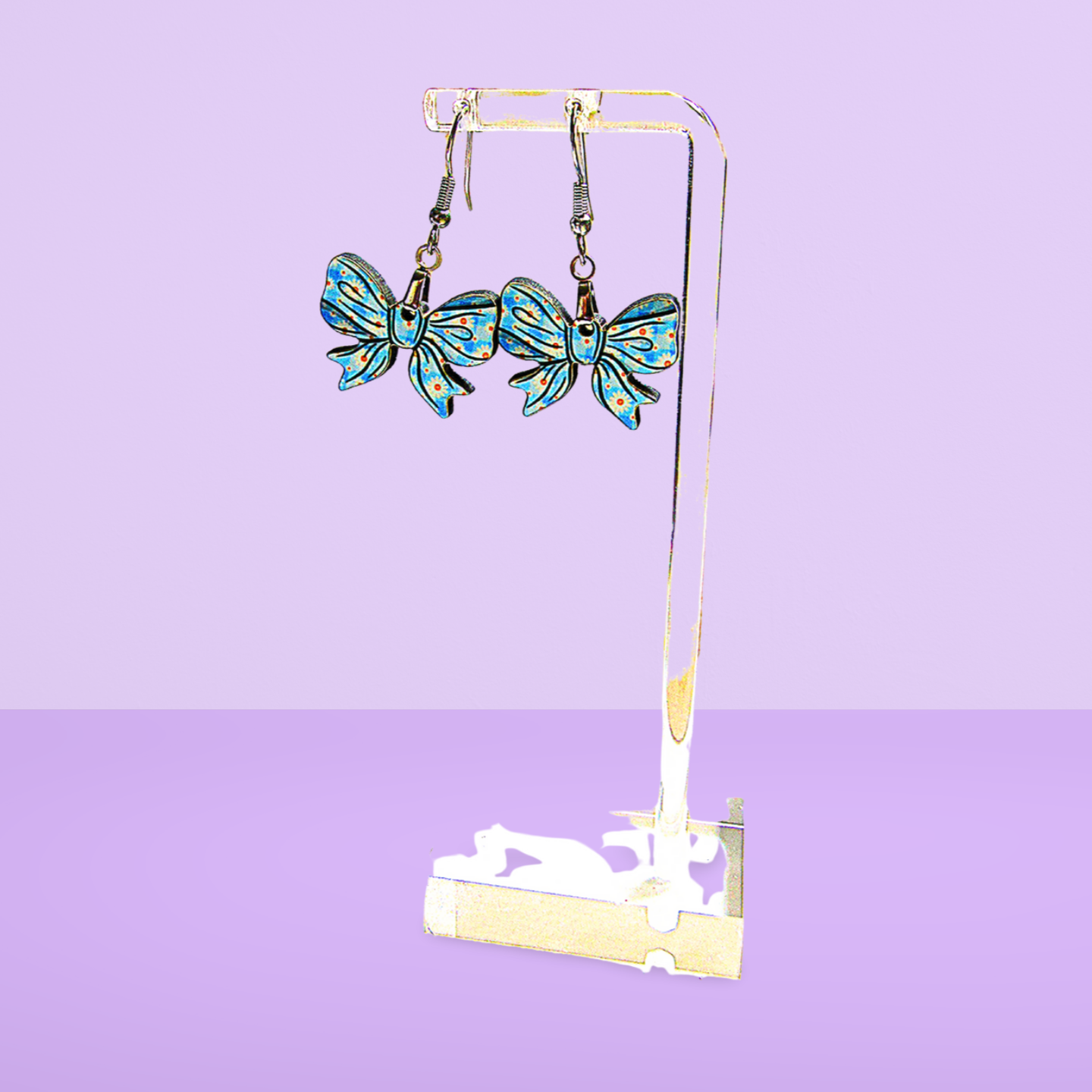 Bow Shaped Sublimated Earrings 1 inch