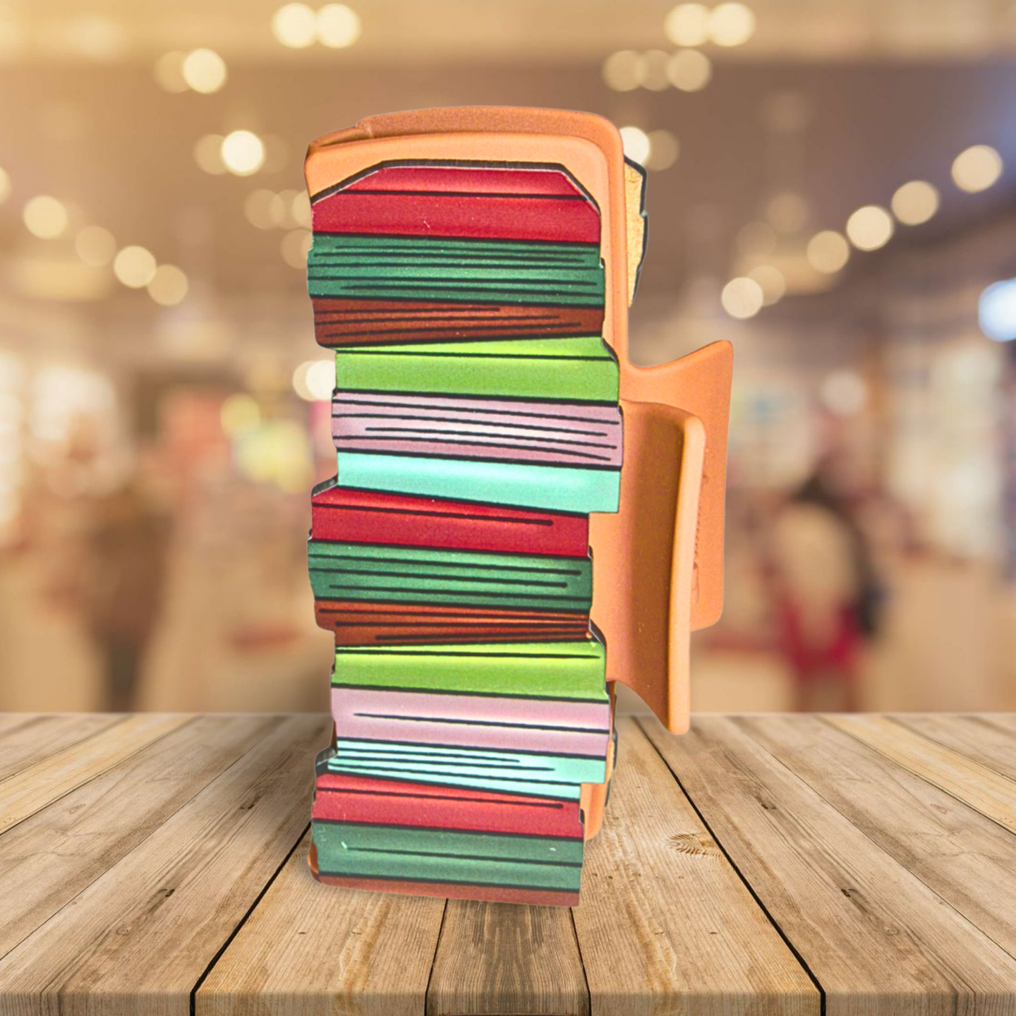 MDF- Stacked Book Shaped Sublimated Hair Clip