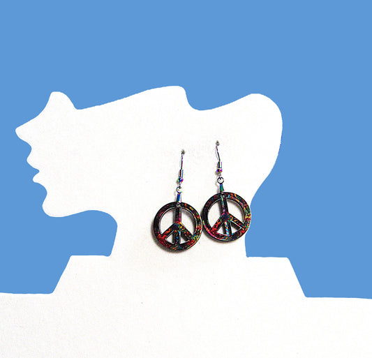 Peace Sign Shaped Sublimated Earrings 1 inch