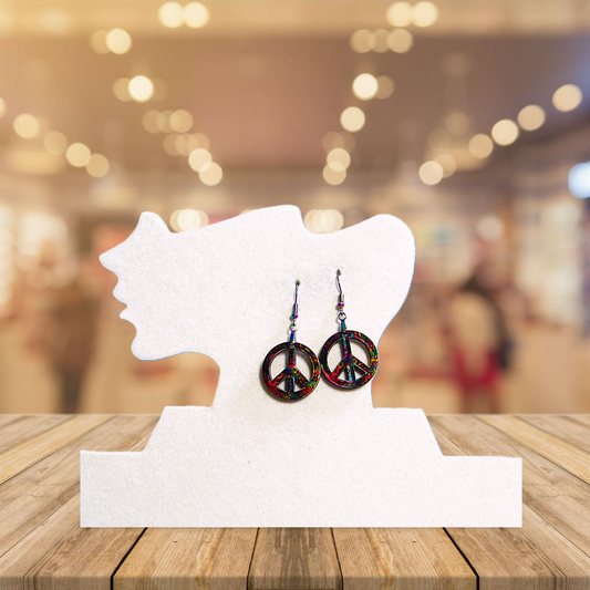 Peace Sign Shaped Sublimated Earrings 1 inch