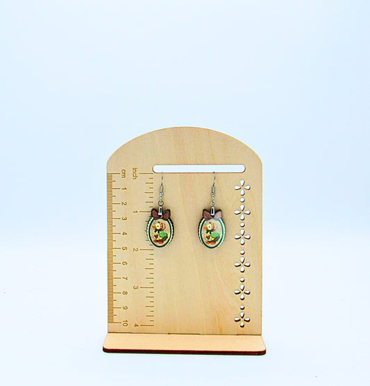 MDF-Scalloped Oval Frame with Bow Shaped Sublimated Earrings 1 Inch