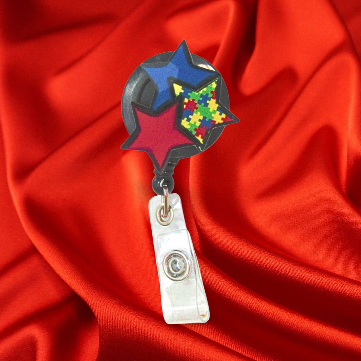 Triple Star Shaped Sublimated Badge Reel Holder