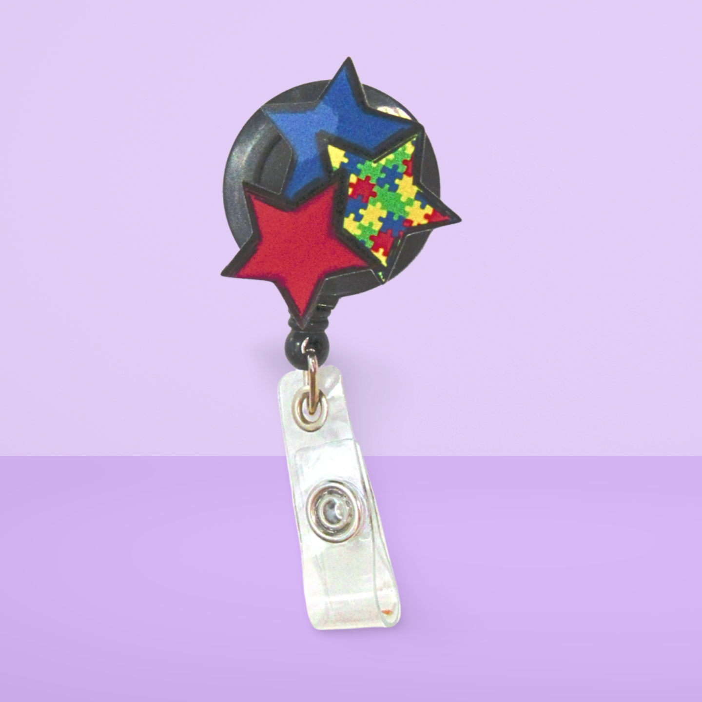 Triple Star Shaped Sublimated Badge Reel Holder
