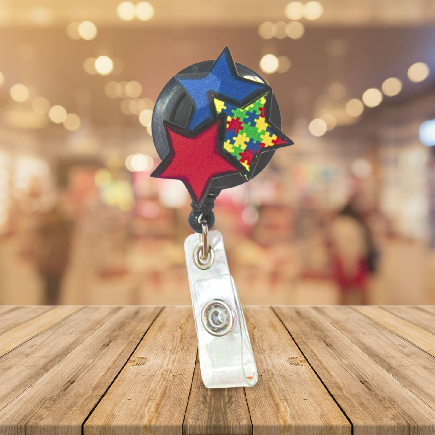 Triple Star Shaped Sublimated Badge Reel Holder