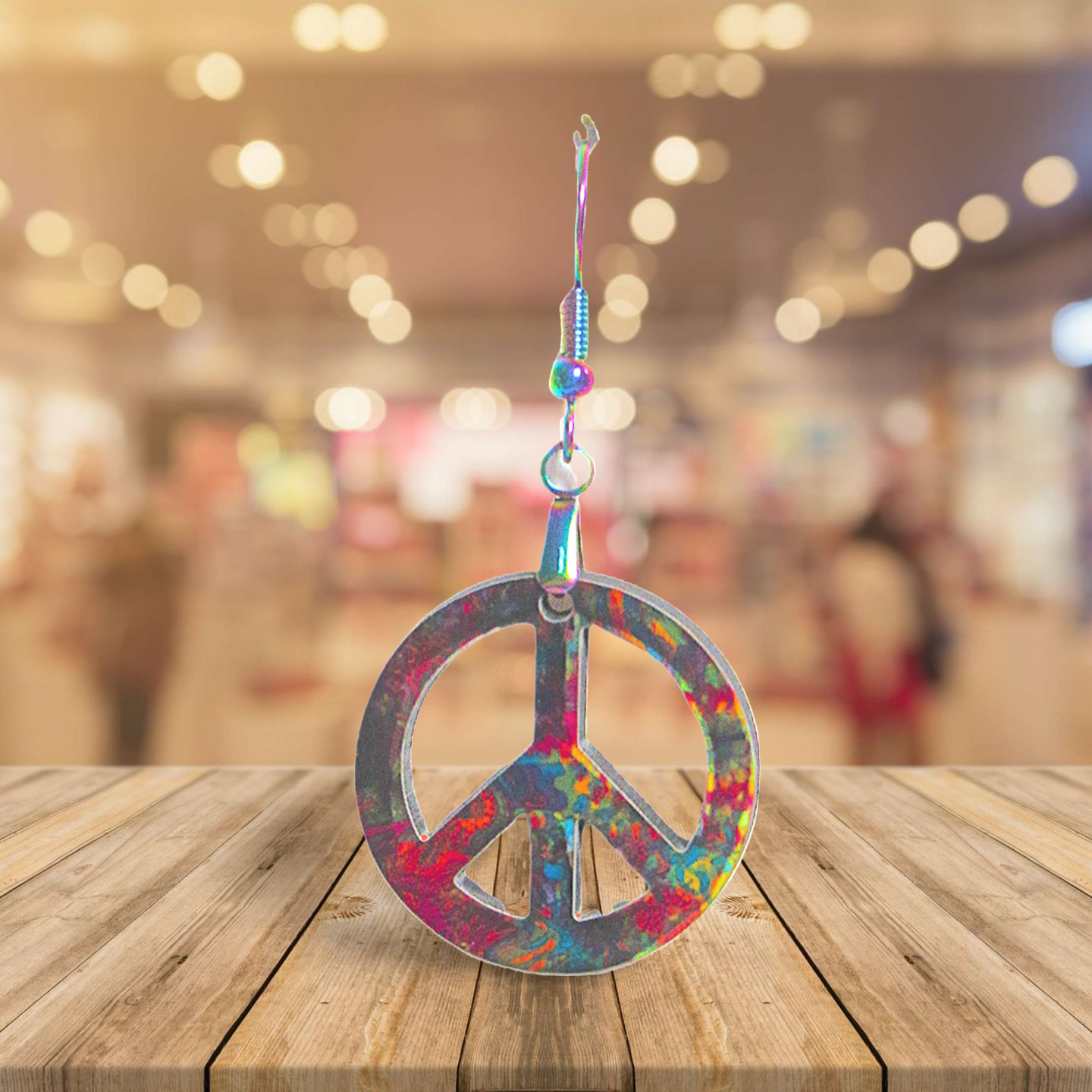 Peace Sign Shaped Sublimated Earrings 1 inch