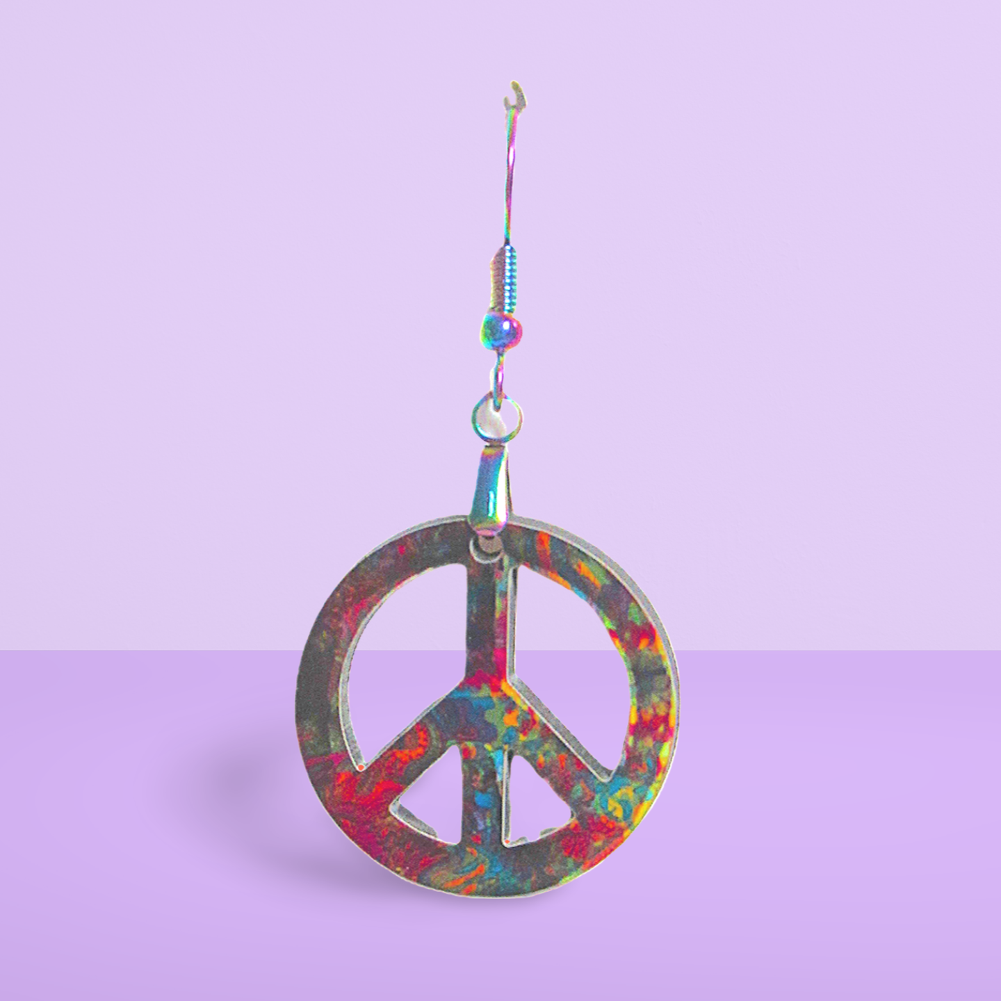Peace Sign Shaped Sublimated Earrings 1 inch