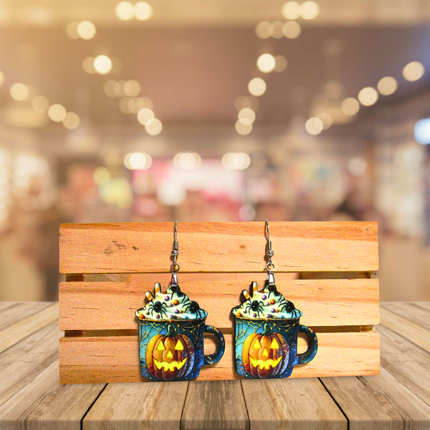 Latte Mug Shaped Sublimated Earrings 1.5 inch MDF