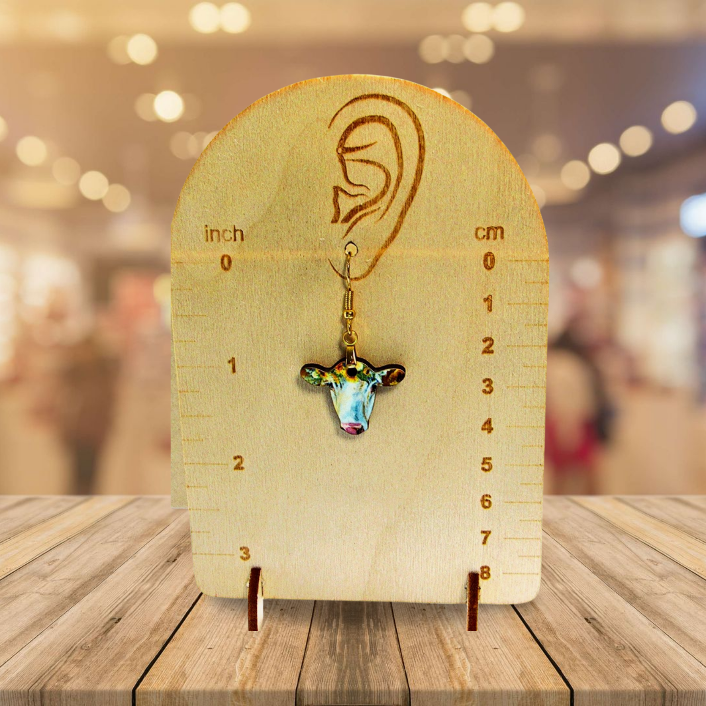 Cow Head Shaped Sublimated Earrings MDF