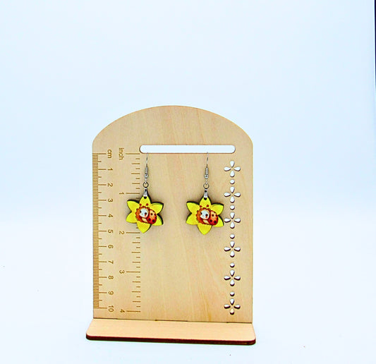 MDF- Daffodil Shaped Sublimated Earrings 1 inch (Bug)