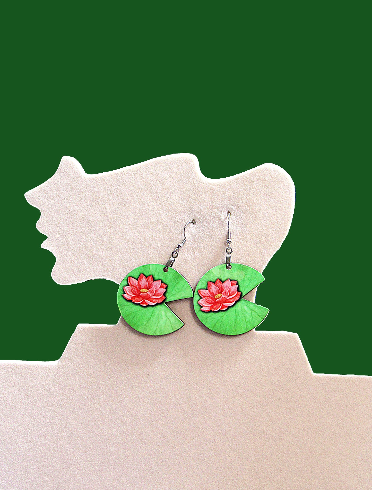 Lilypad Shaped Sublimated Earring 1 1/2 inch