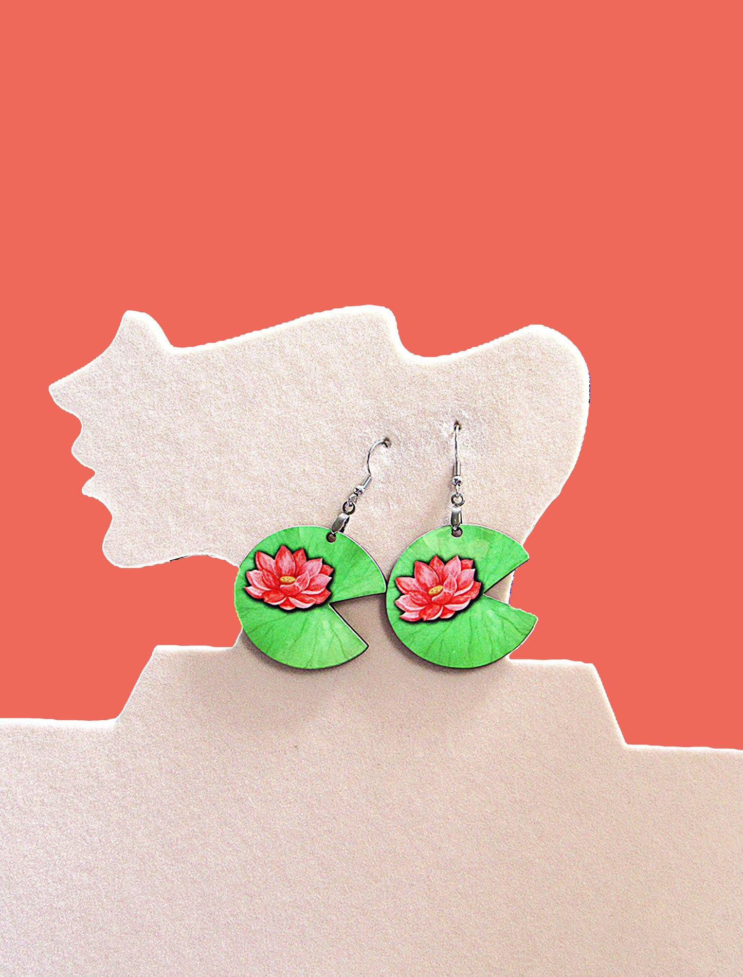 Lilypad Shaped Sublimated Earring 1 1/2 inch