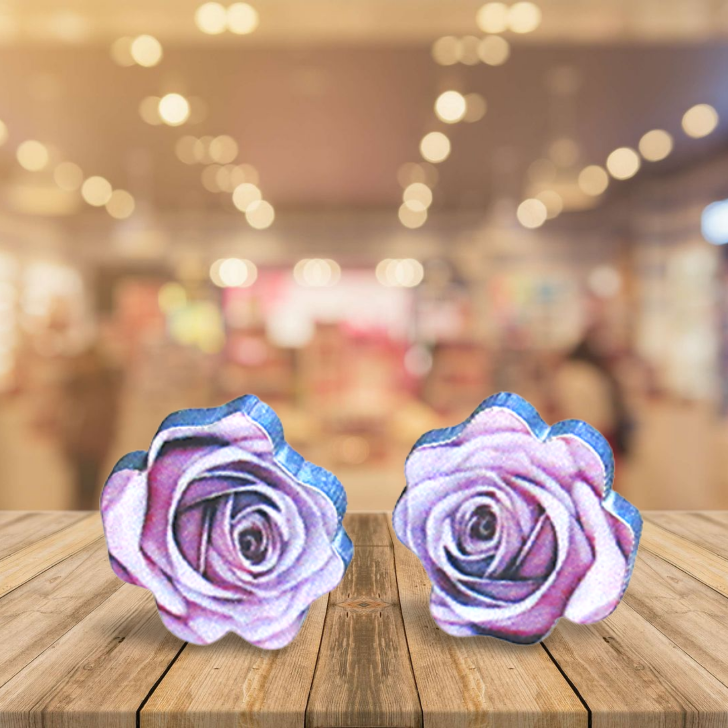 Rose Shaped Sublimated Stud Earrings