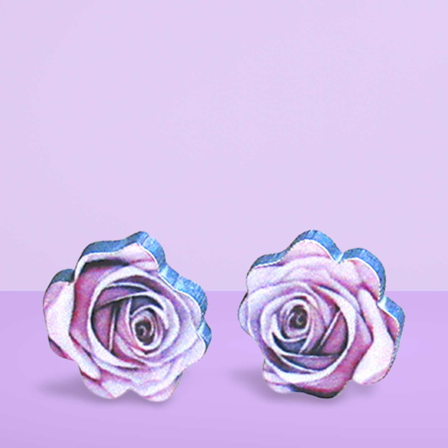 Rose Shaped Sublimated Stud Earrings