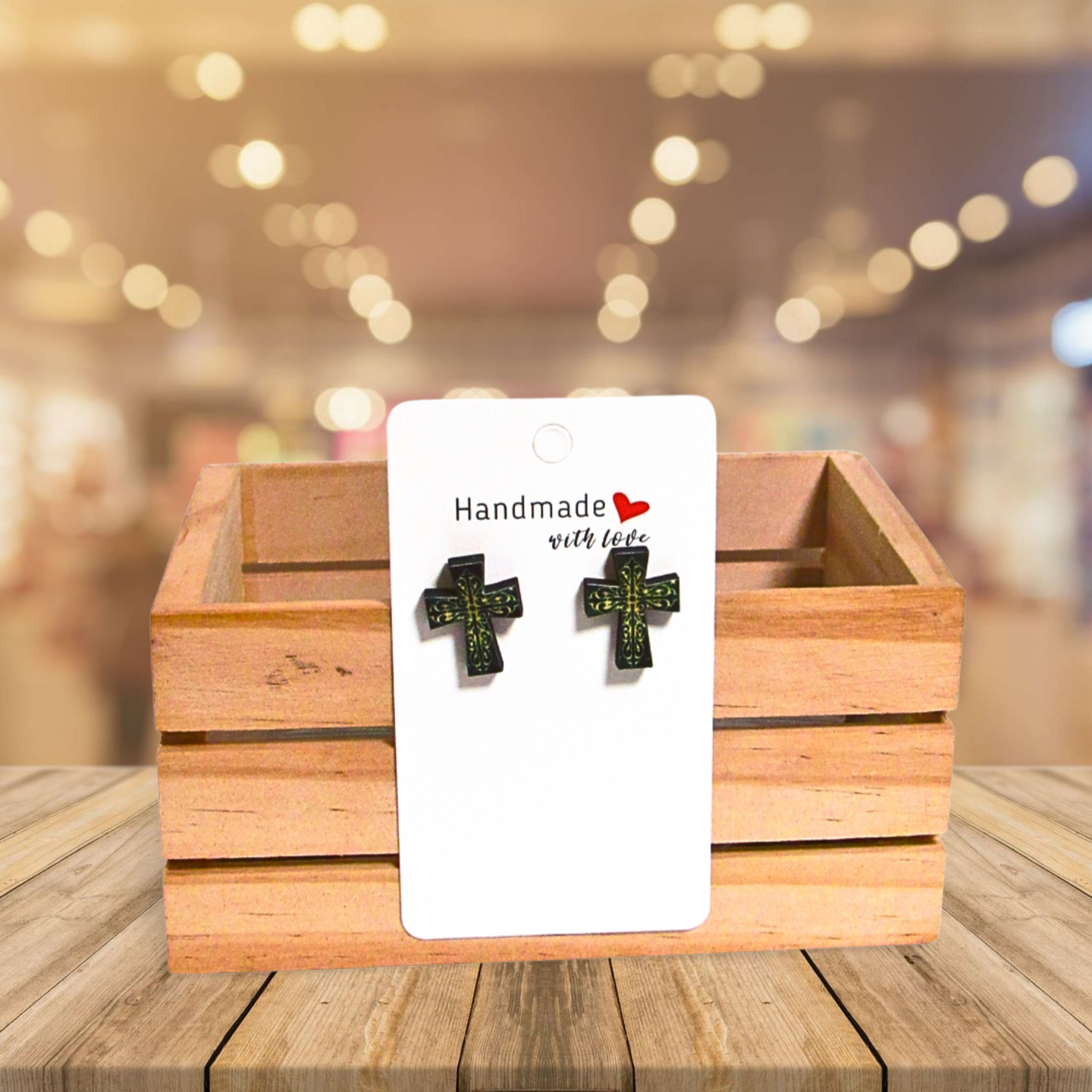 Cross Shaped MDF Sublimated Stud Earrings