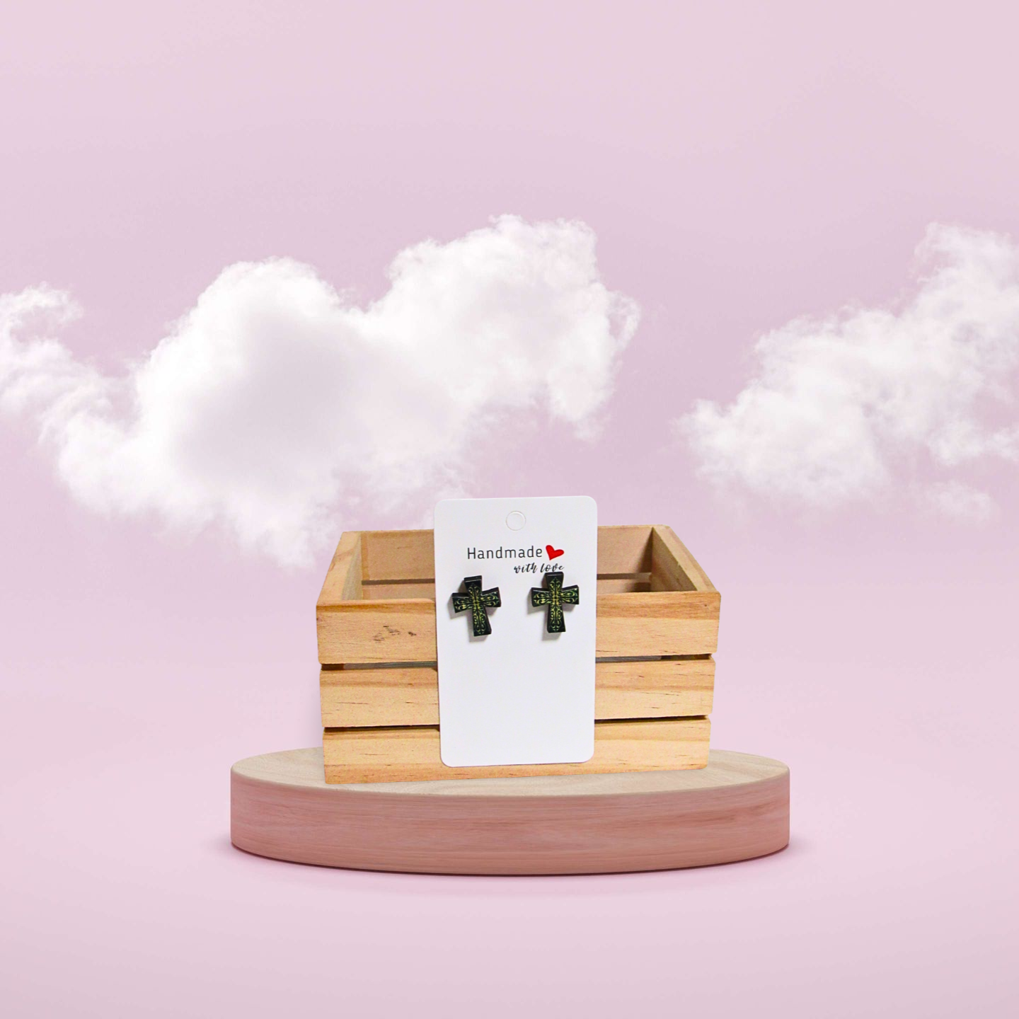 Cross Shaped MDF Sublimated Stud Earrings