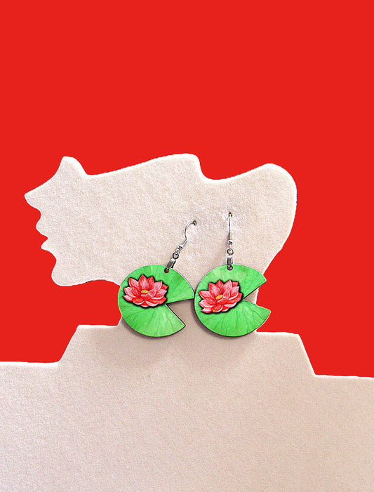 MDF-Lilypad Shaped Sublimated Earring 1.5 inch