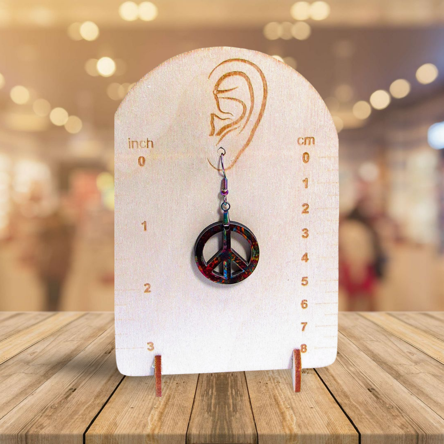 Peace Sign Shaped Sublimated Earrings 1 inch