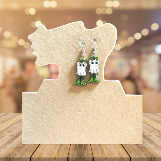 Ghost with Legs Shaped Sublimated Earrings 1.5 inch