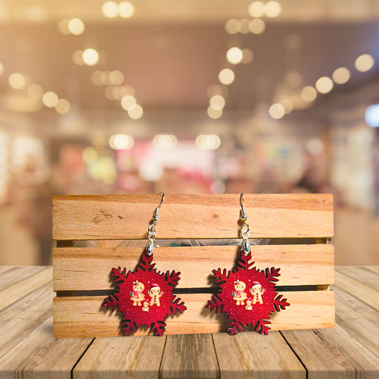 Snowflake Shaped Sublimated Earrings 1.5 inch