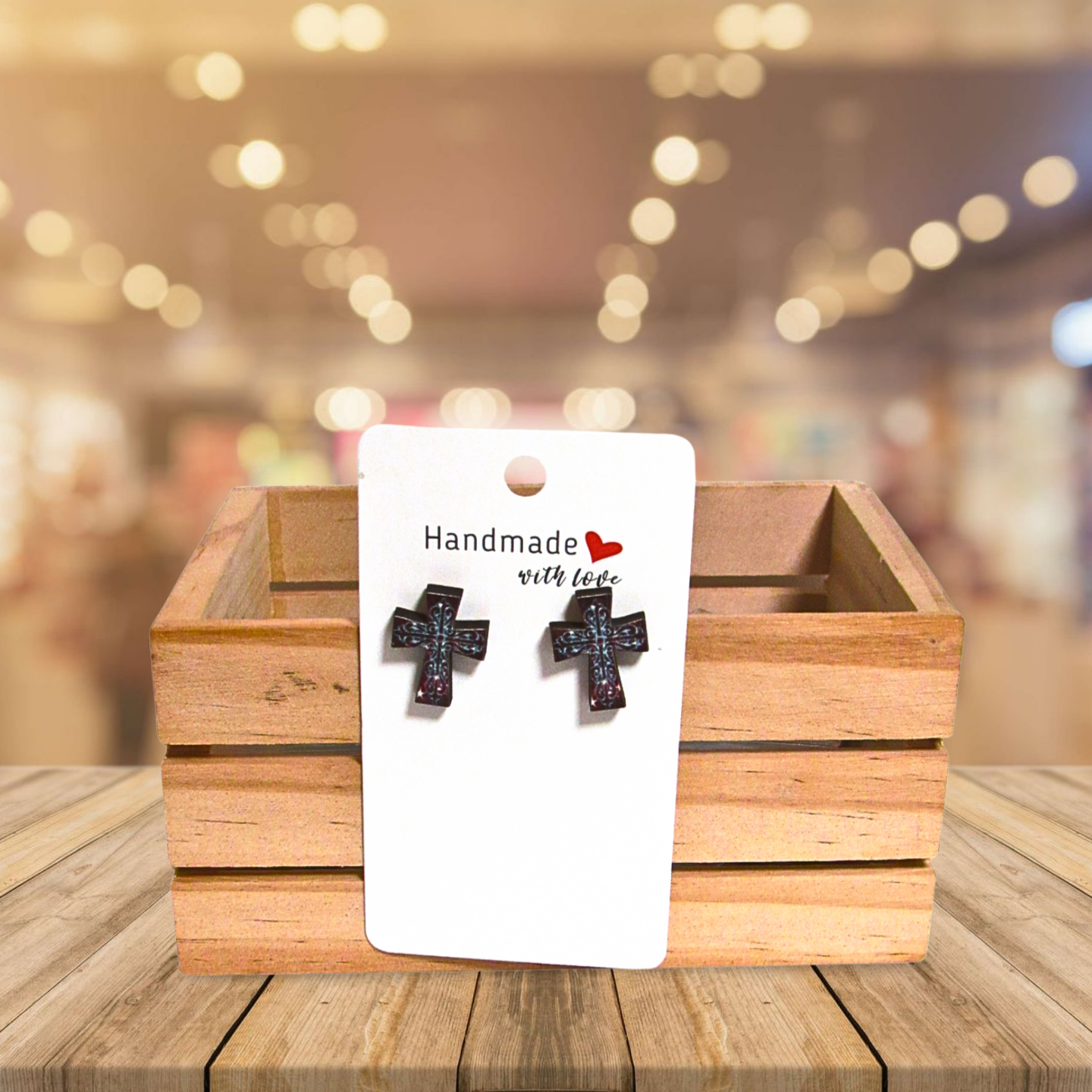 Cross Shaped MDF Sublimated Stud Earrings