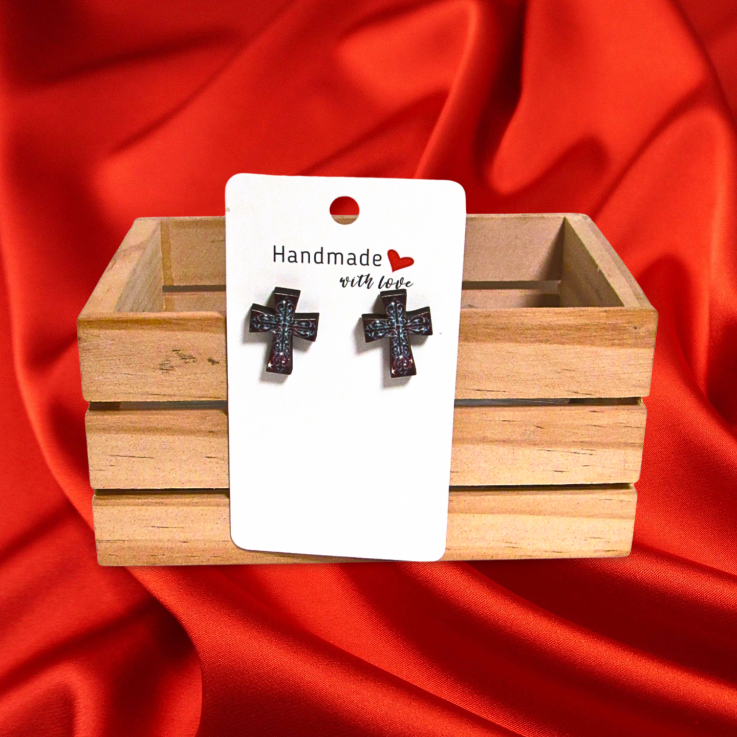 Cross Shaped MDF Sublimated Stud Earrings