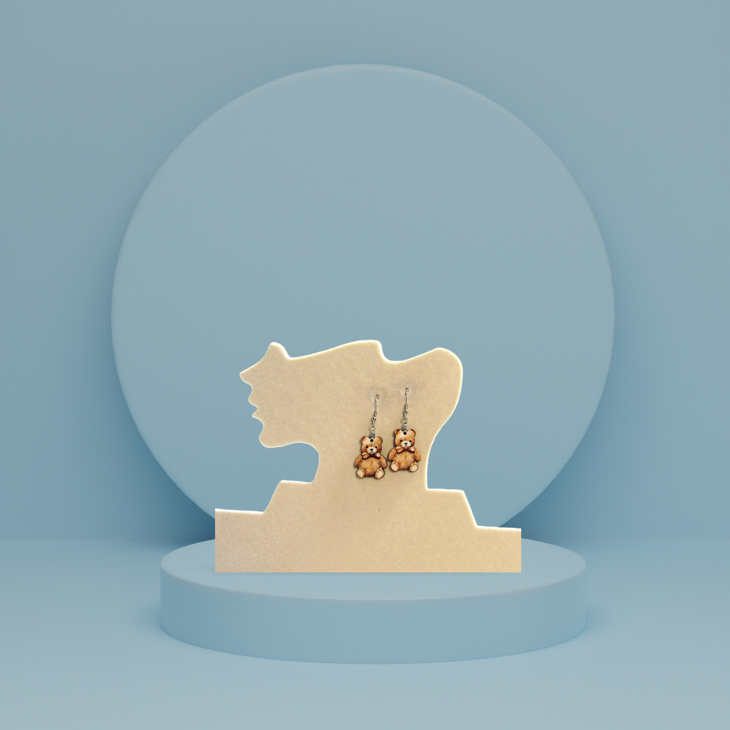 Teddy Bear Shaped Sublimated Earring 1 inch