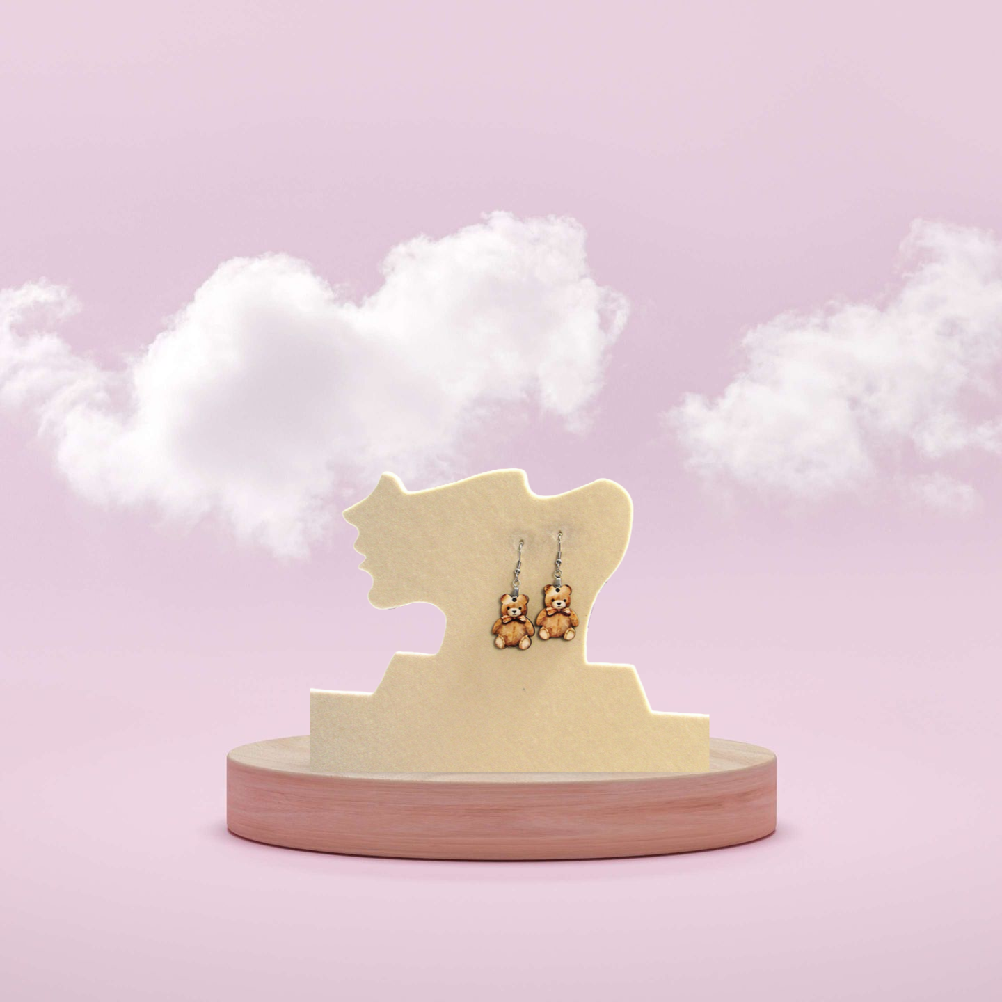 Teddy Bear Shaped Sublimated Earring 1 inch