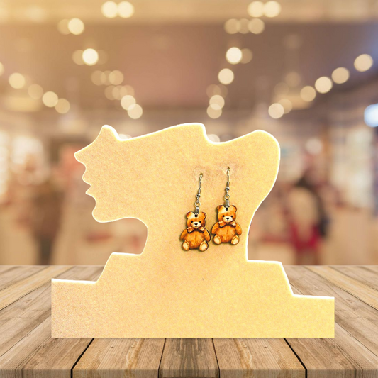 Teddy Bear Shaped Sublimated Earring 1 inch