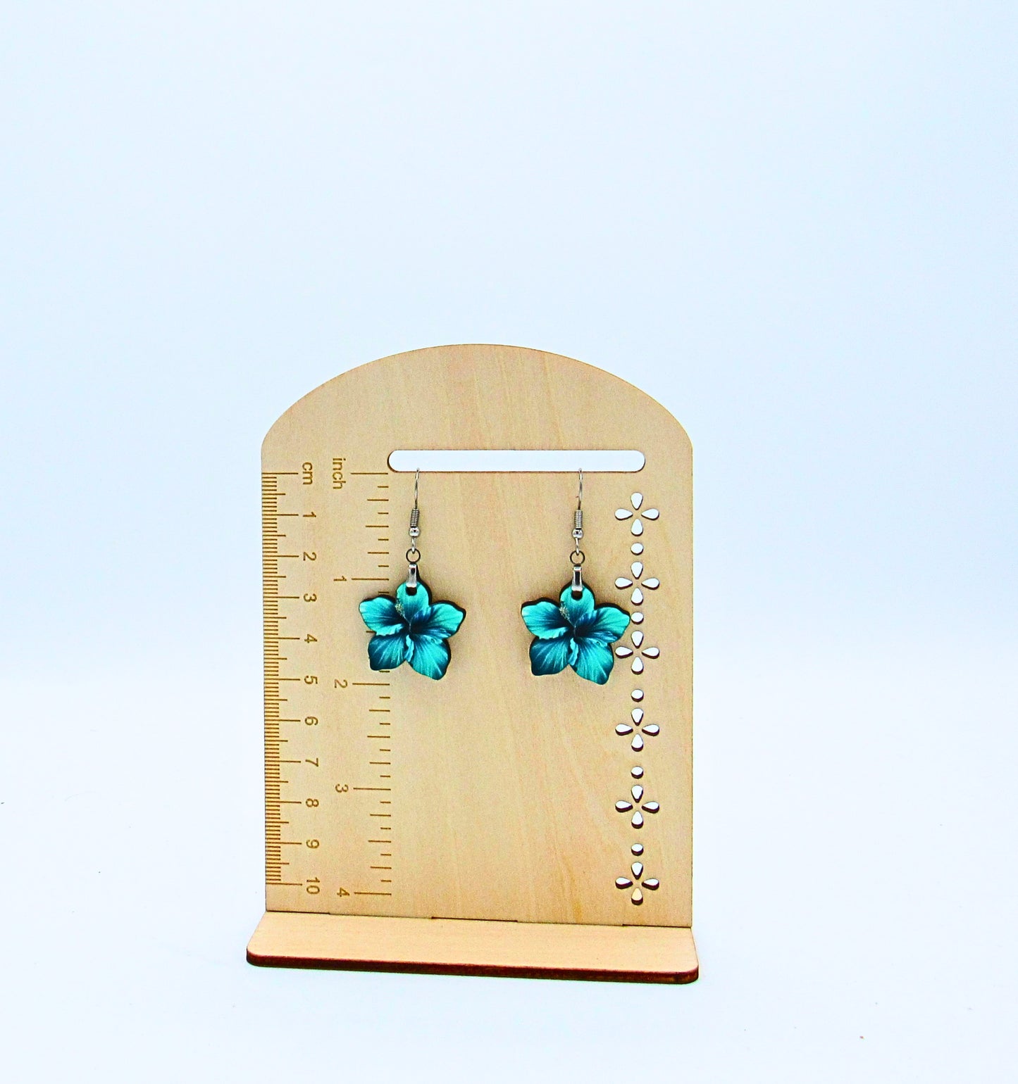 MDF-Tropical Flower Shaped Sublimated Earrings 1 inch
