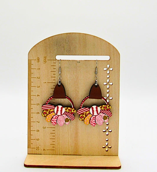 MDF and Faux Leather-Round Sunflower Shaped Sublimated Earrings 1.5 inch