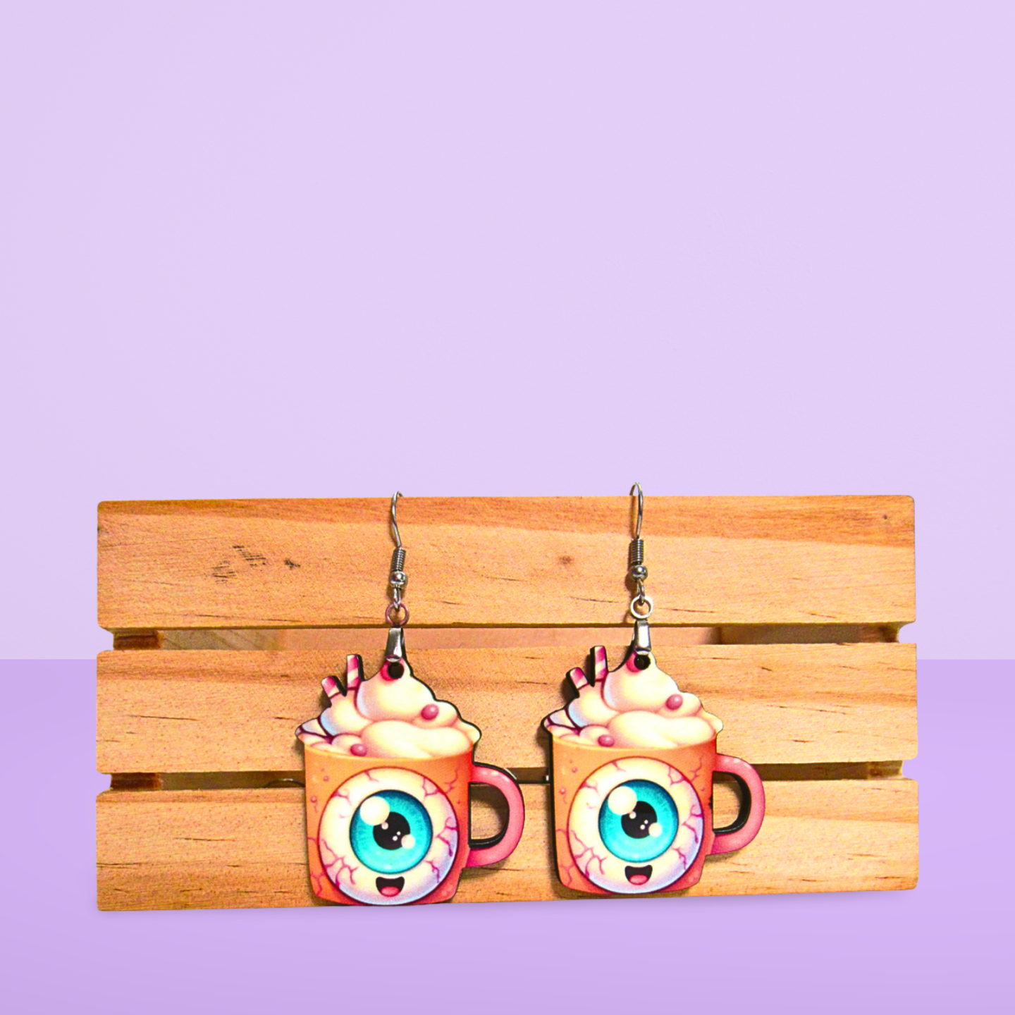 Latte Mug Shaped Sublimated Earrings 1.5 inch MDF