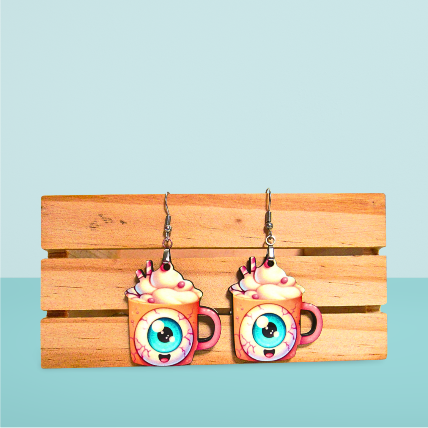 Latte Mug Shaped Sublimated Earrings 1.5 inch MDF