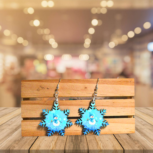 Snowflake Shaped Sublimated Earrings 1.5 inch