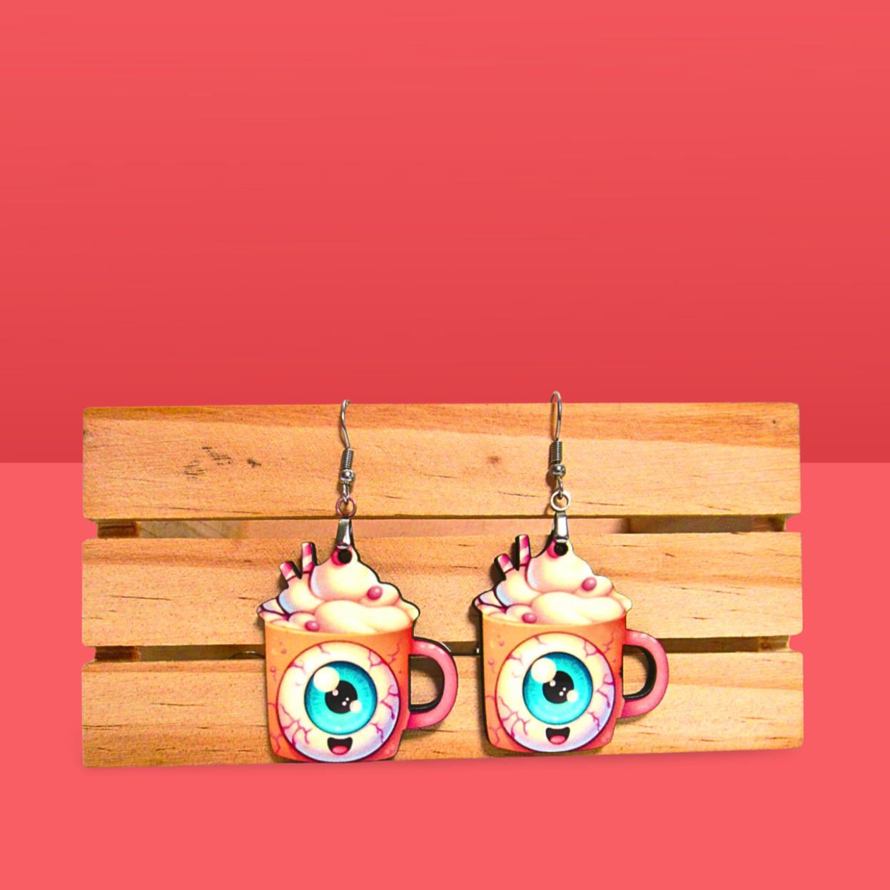 Latte Mug Shaped Sublimated Earrings 1.5 inch MDF