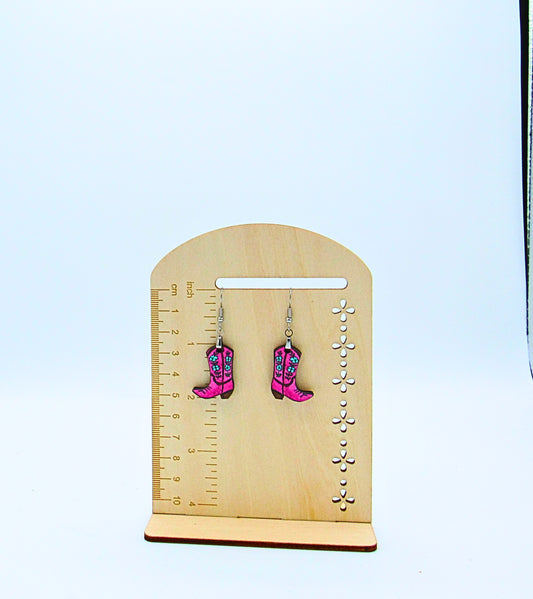 MDF-Cowboy Boot Shaped Sublimated Earrings 1 inch