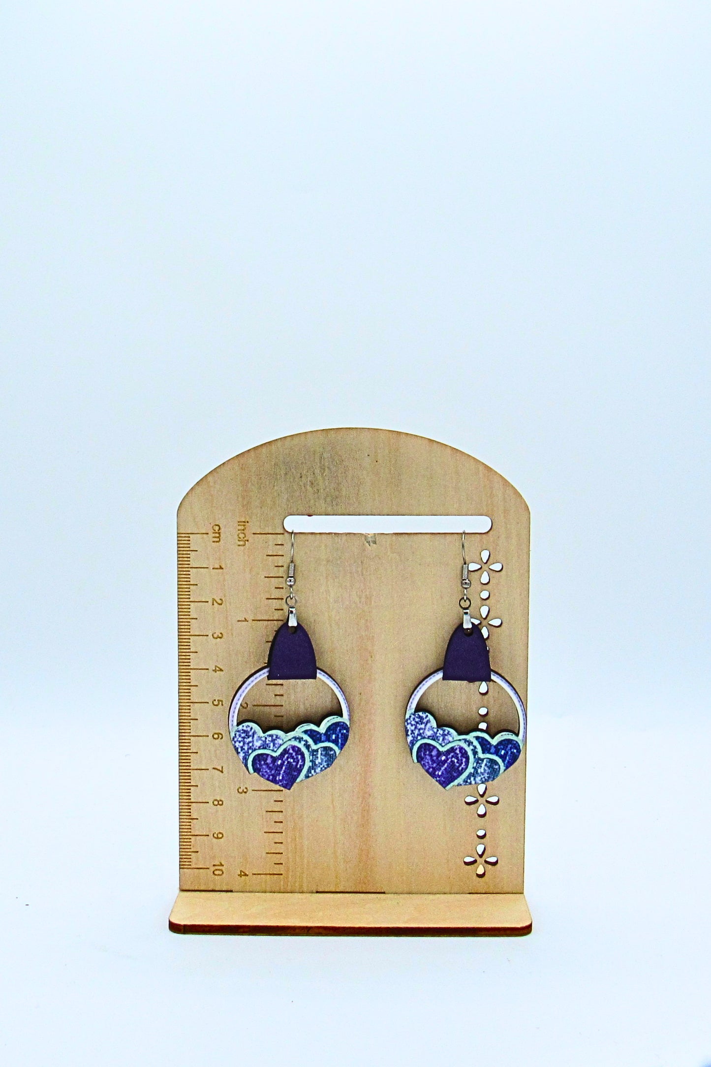 MDF- Faux Leather Heart Cluster Sublimated Earrings 1.5 inch