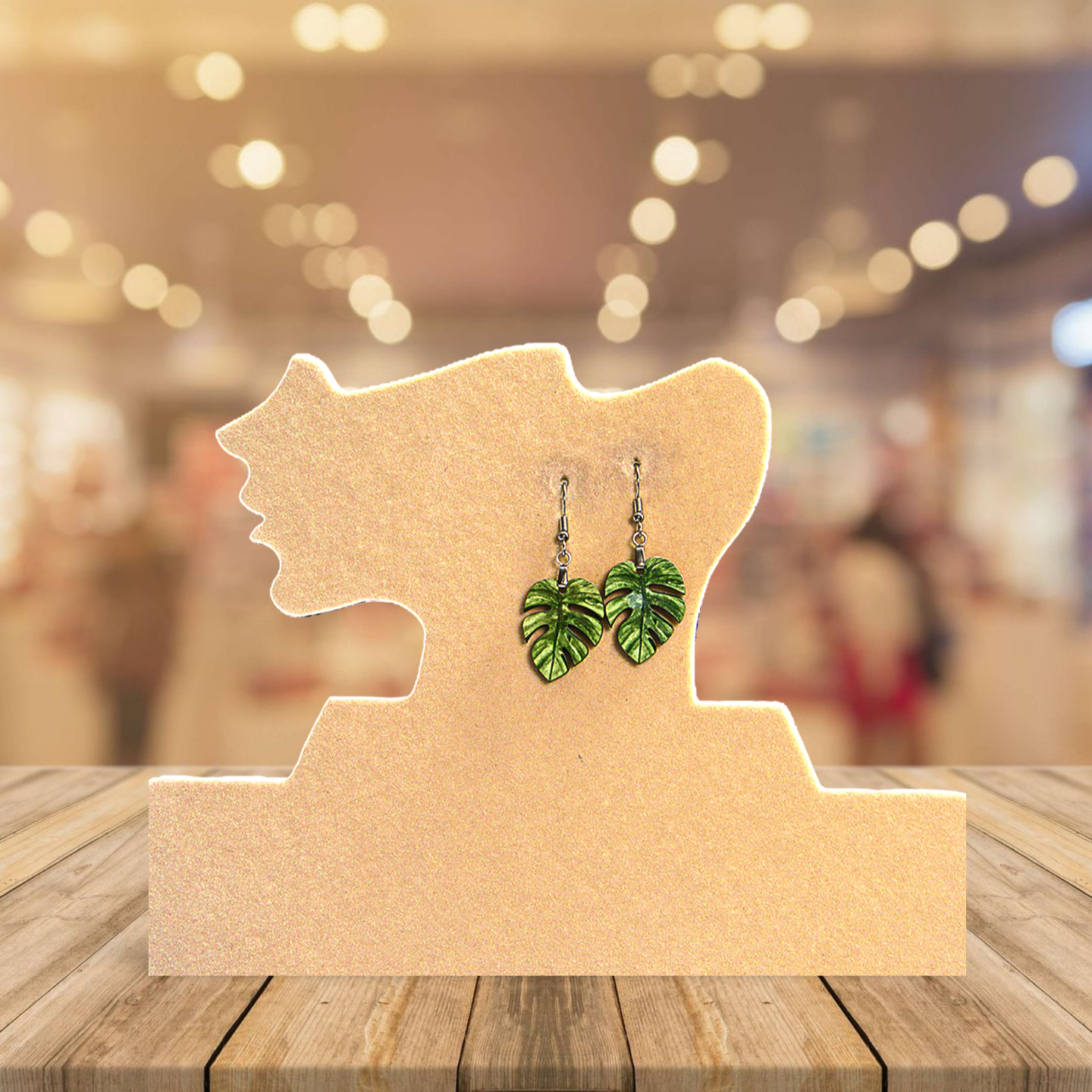 Monstera Leaf Shaped Sublimated Earrings 1 inch