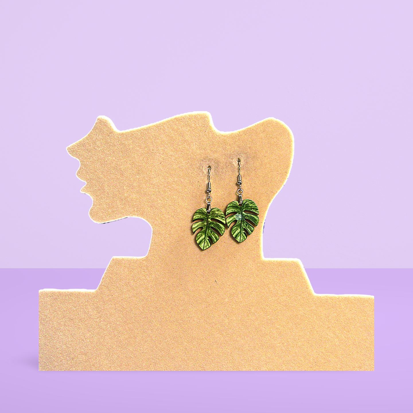 Monstera Leaf Shaped Sublimated Earrings 1 inch