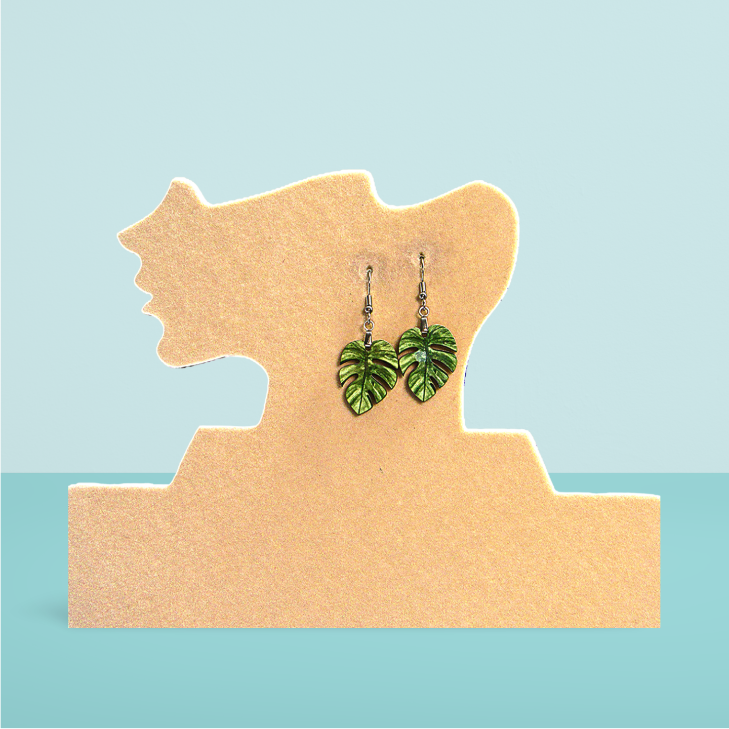 Monstera Leaf Shaped Sublimated Earrings 1 inch
