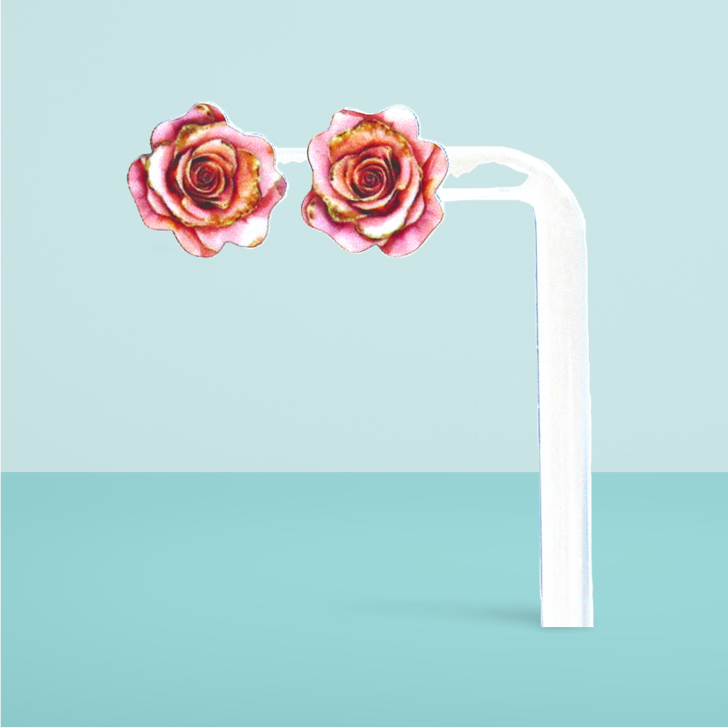 Rose Shaped Sublimated Stud Earrings