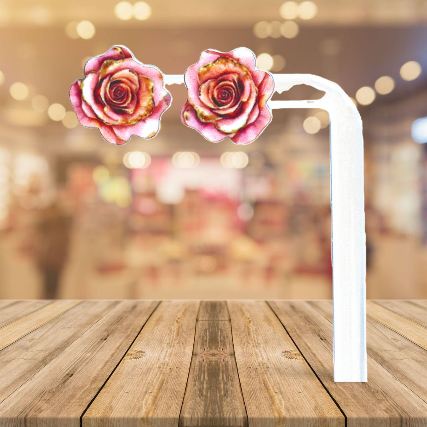 Rose Shaped Sublimated Stud Earrings