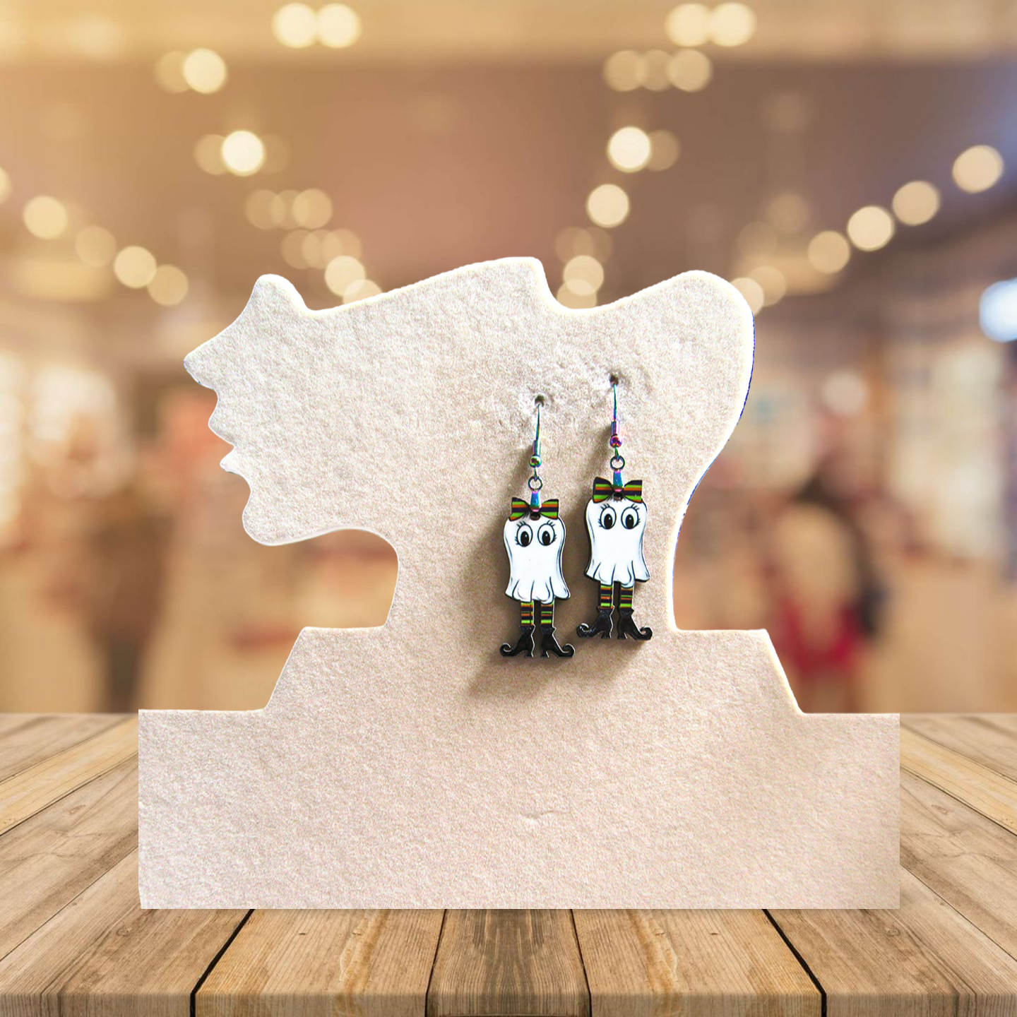 Ghost with Legs Shaped Sublimated Earrings 1.5 inch