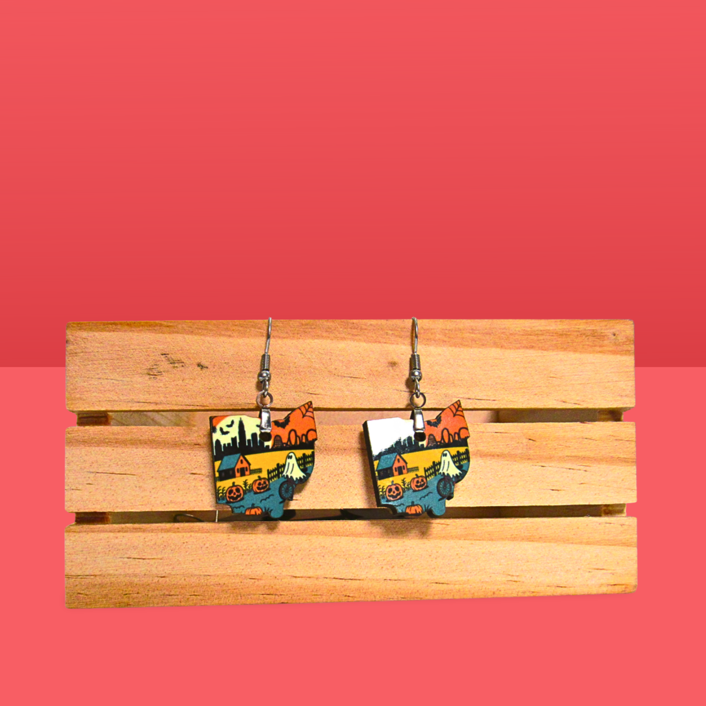Ohio Shaped Sublimated Earrings 1 inch