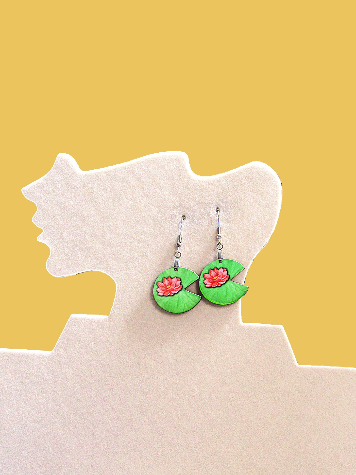 Lilypad Shaped Sublimated Earrings 1 inch