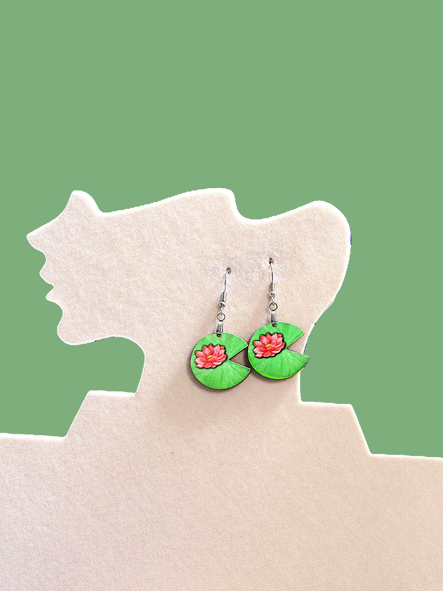 Lilypad Shaped Sublimated Earrings 1 inch