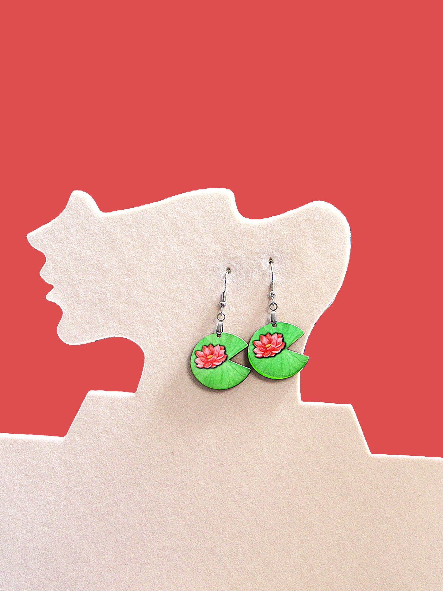 Lilypad Shaped Sublimated Earrings 1 inch