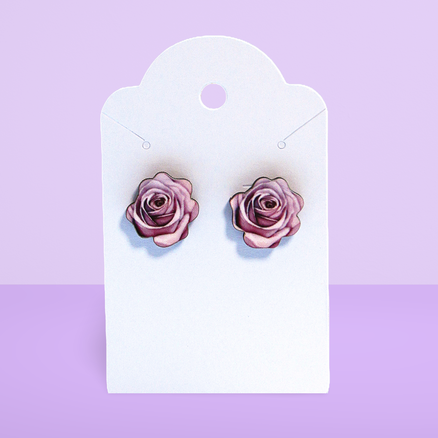 Rose Shaped Sublimated Stud Earrings