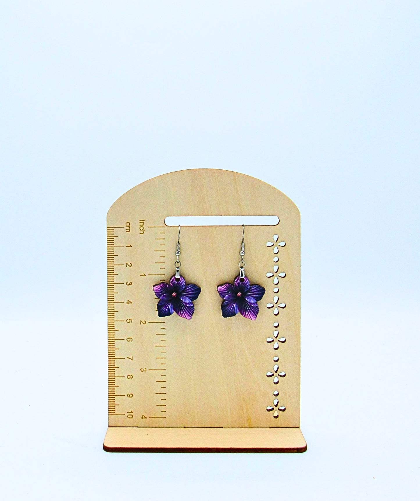 MDF-Tropical Flower Shaped Sublimated Earrings 1 inch