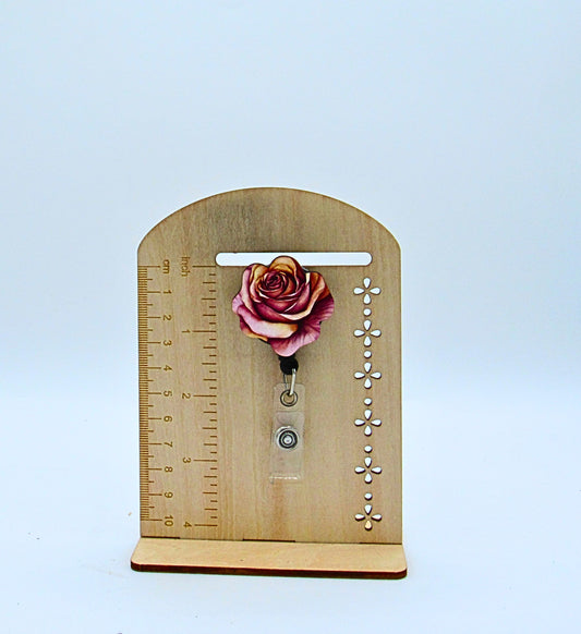 Rose Shaped Sublimated Badge Reel