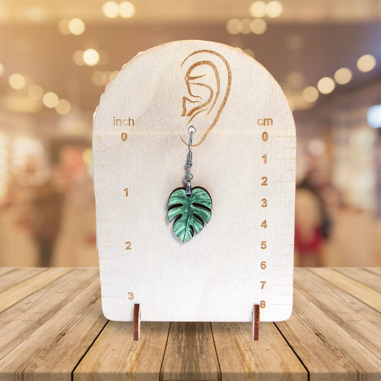 Monstera Leaf Shaped Sublimated Earrings 1 inch